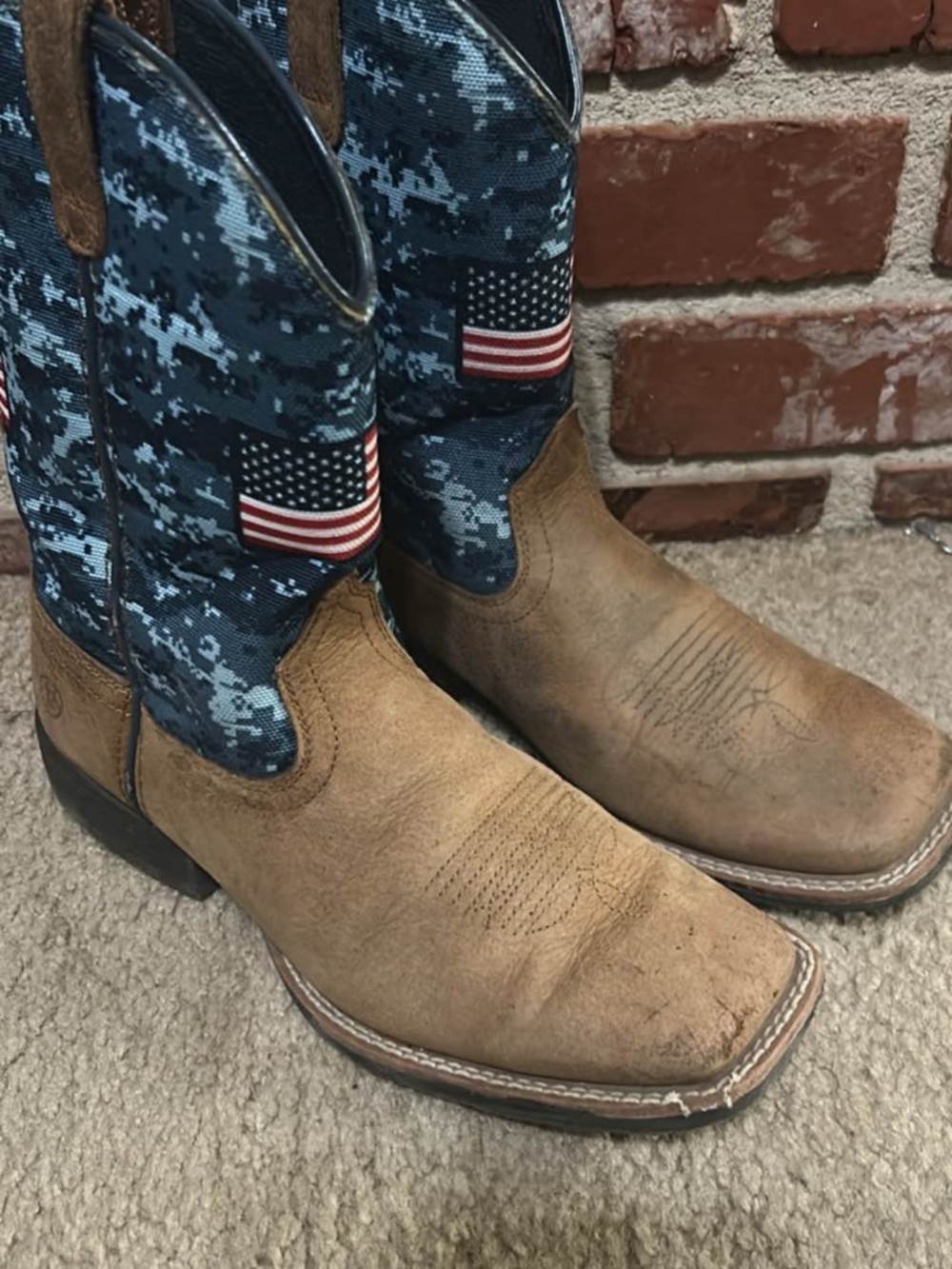 Ariat Brown Foot with Blue Digital Camo Shaft Cowboy Boots